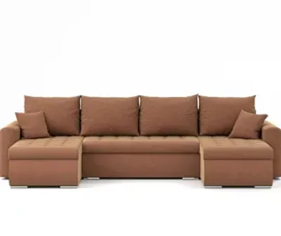 Zdjęcie produktu dla Narożnik Luis, narożnik U-kształt, sofa, kanapa, z funkcją spania, pojemnik na pościel, dekoracyjne pikowanie, meble tapicerowane, Storm 54, brąz