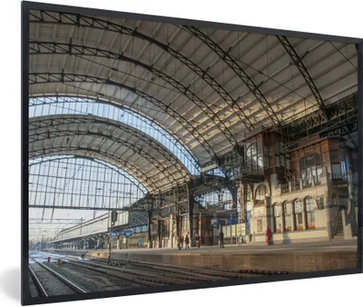 Produktbild von MuchoWow® MuchoWow® Gerahmtes Poster Bahnhof - Haarlem 60x40 cm - Poster mit zchwarzem Bilderrahmen - Printing - Wanddeko Schlafzimmer