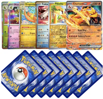 Productafbeelding van 101 Pokémon kaarten, waarvan 10 glinsterende kaarten en 1 Ultra Rare EX kaart