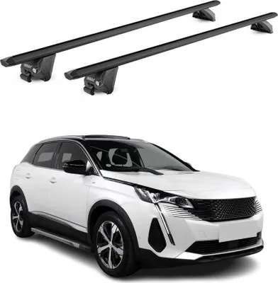 Image de Barres de toit transversales pour Peugeot 3008 2016-2025 Alu Noir 2 pièces ABE