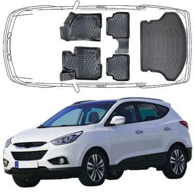 Produktbild von 3D Auto Fußmatten & Kofferraumwanne Set Kompatibel mit Hyundai IX35 2009-2015