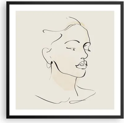 Produktbild von Gerahmtes Poster - Schwarzer Rahmen - Frau Zeichnung Linie - 60x60 cm - Wand Bild - Wanddeko - Wandbilder - Kunstposter - Wandposter - Bilderrahmen - Bilder - Kunstdruck - P2BAC60x60-5046