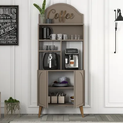 Produktbild von Skye Decor, Lyon 80 - Atlas, Walnut, Kaffeebarschrank, Atlas, 100 % MELAMINBESCHICHTETE SPANPLATTEN, 35 x 81,3 x 201 cm