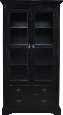 Produktbild von SIT Möbel Vitrine aus Akazie | 2 Türen mit Glaseinsatz, 3 Schubladen | antikfinish | B 98 x T 44 x H 183,5 cm | 09804-30 | Serie SAMBA