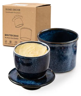 Produktbild von Butterbehälter mit Wasserstandsanzeige - Französische Butterdose - Keramischer Butterbehälter - Luftdichte Verschluss - Hält Butter frisch - Butterflasche