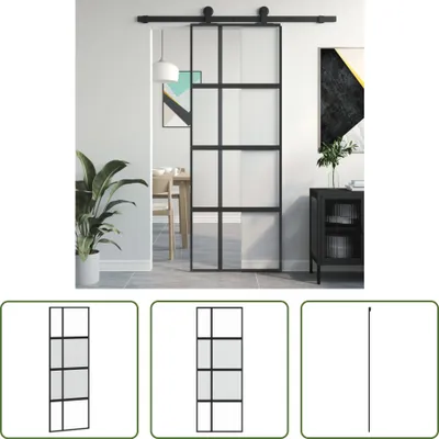 Obrázok produktu pre The Living Store Posuvné dvere čierne 76x205 cm z tvrdeného skla a hliníka