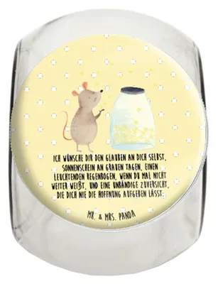 Produktbild von Mr. & Mrs. Panda Teedose Maus Sterne XL 2000ml - Gelb Pastell - Geschenk, Tiermotive, Kindergeburtstag, Geburtstag, Vorratsbehälter, Träume, Süßigkeiten Glas, Kaffeedose
