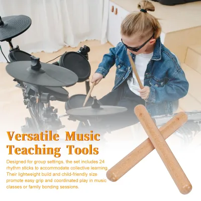 Produktbild von 12 Paar Rhythmusstöcke aus Holz – Musikpädagogik: Percussion-Instrumente aus Holz mit Aufbewahrungstasche für Gruppenaktivitäten im Kinderunterricht
