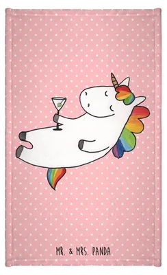 Produktbild von Mr. & Mrs. Panda Handtuch Einhorn Cocktail - Rot Pastell - Geschenk, Lustig, Sekt, Frotteetuch, Kleines, Unicorn, Gästetuch, Geburtstag, Klein, baumwolle, Spruch