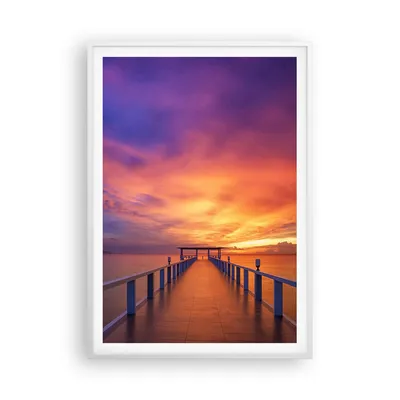 Produktbild von Gerahmtes Poster - Weißer Rahmen - Himmel die Farben Pier - 70x100 cm - Wand Bild - Wanddeko - Wandbilder - Kunstposter - Wandposter - Bilderrahmen - Bilder - Kunstdruck - Wandbild - P2WPA70x100-4202