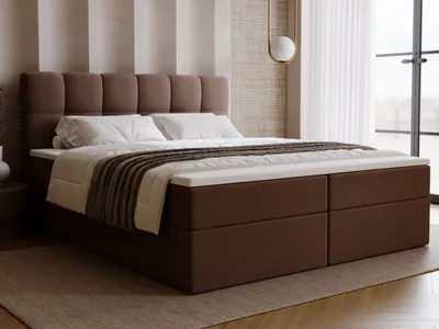 Produktbild von GrainGold Boxspringbett Maison 180x200 - Bett mit Matratze und Topper - Boxspringbett mit Bettkasten und Matratze - Boxspringbett Braun (Royal 06)