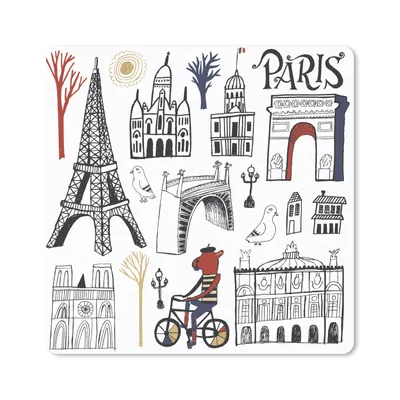 Produktbild von MuchoWow® Mauspad Mousepad Paris - Eiffelturm - Zeichnung 20x20 cm - Mousepads - Maus Mat - Pad - Mausunterlage - Desk Mat - Bureauartikeln