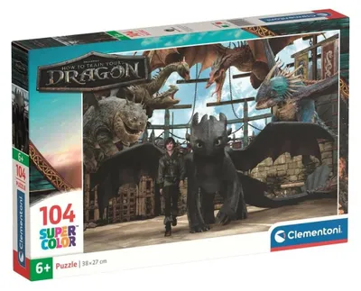Produktbild von CLEMENTONI Puzzle 104 SuperColor - Drachenzähmen leicht gemacht 25079