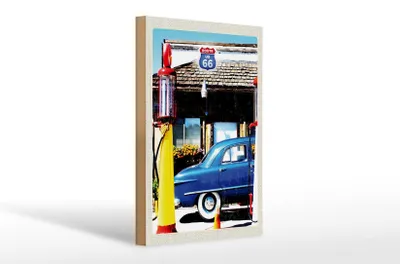 Produktbild von Holzschild Reise 20x30cm Amerika Chicago Route 66 Tankstelle