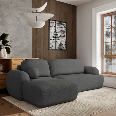 Produktbild von Masseno Ecksofa MODENZA N L-S mit Schlaffunktion L-Form, Sofa mit Bettkasten, Wohnzimmersofa, Couch, Soffa, Bettsofa, Couchgarnitur- Grau, NOW OR NEVER 92
