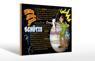 Produktbild von Holzschild Sternzeichen 30x20cm Schütze Planet Jupiter