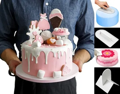 Produktbild von GKA 2 Stück Tortenglätter und Tortenrandglätter Fondantglätter Glätter für Torte Kuchen Fondant Marzipan