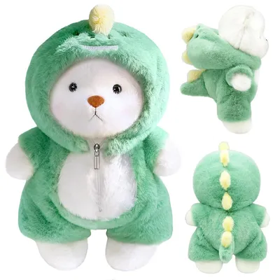 Produktbild von Plüschbär Teddybär Kuscheltier - Dinosaurier-Kostüm - 30 cm - Grün - Für Kinder und Erwachsene