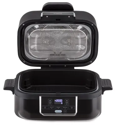 Obrázek produktu pro Horkovzdušná fritéza Klarstein 2 v 1 s grilem, fritéza s rychlým ohřevem 1500 W, XL horkovzdušná fritéza, fritéza na smažení, horkovzdušná fritéza + příslušenství, grilovací rošt, fritovací koš, časovač, 5L