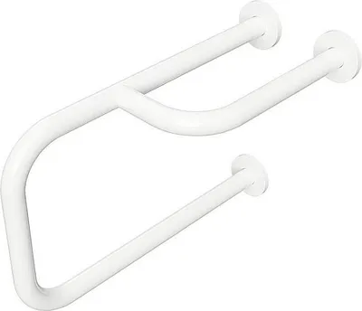 Produktbild von BELP Stützgriff Rechts Eisen Weiß mit Abdeckung 235x380x516 mm, 120 kg Traglast für Bad & WC >> zum Bohren