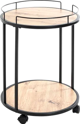 Produktbild von HAKU Beistelltisch auf Rollen Servierwagen eiche, schwarz - MDF, Melamin, Metall, B/H/T: 45x60x45 cm