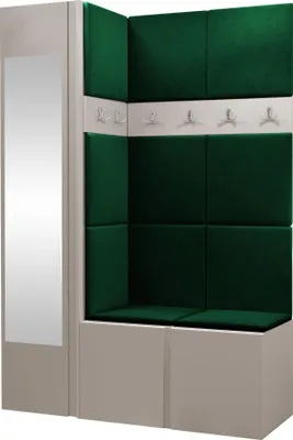 Produktbild von MIRJAN24 Garderoben-Set Orion X, Garderobe mit Sitzbank mit 11 x Wandpanel 42x42 (Farbe: Cashmere, Manila 35)