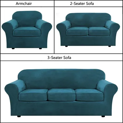 Obrázek produktu pro 1/2/3/sedací pohovka sametový slipcover plyšový potah na pohovku elastický potah na pohovku se samostatnými kryty polštářů, zelený