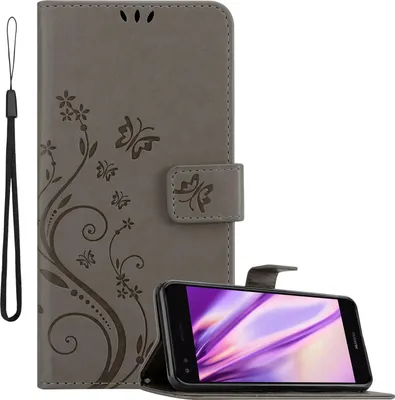 Obrázek produktu pro Cadorabo Pouzdro pro Huawei Y6 PRO 2017 Ochranný kryt v šedé barvě Kryt mobilního telefonu Pouzdro Flowers Flower