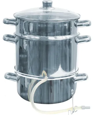 Produktbild von Browin 800510 Rostfreier Entsafter mit Glasdeckel 10 L, Silikonschlauch mit Abzu