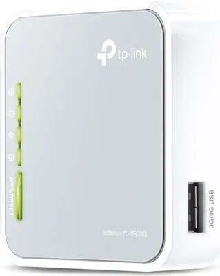 Produktbild von TP-Link TL-MR3020 Wi-Fi 4 IEEE 802.11n Ethernet, Mobilfunk Drahtlos Router - 3,75G - UMTS, HSPA, EVDO - 2,48 GHz ISM-Band - 18,75 MB/s Drahtlosgeschwindigkeit - 1 x Breitband-Anschluss - USB - Fast Ethernet - Desktop