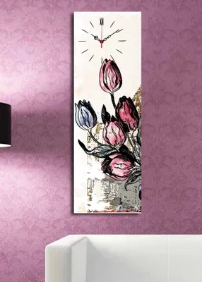Produktbild von Opviq, 3090CS- CLA1678, Bunt, Wanduhren, 30 x 90, 100% Wildleder -Leinwand
