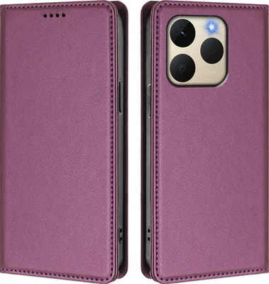 Obrázek produktu pro Kožené pouzdro pro Realme 15T 5G, magnetické flipové pouzdro zPolyuretankůže se stojánkem Fialová