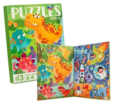 Produktbild von Magnetisches Puzzle - Dino & Weltraum - Großes Buch - Level 3 - Reisespielzeug ab 3 Jahren