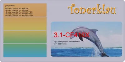 Immagine prodotto di Cartuccia toner nera 3.1-CF410X [con chip], compatibile con HP CF410X [410X]. Resa: 6.500 pagine