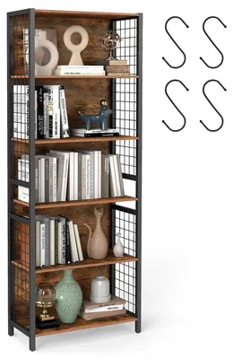 Productafbeelding van VASAGLE boekenrek, kantoorkast, keukenrek, vrijstaand rek met 6 planken, voorzien van 4 S-haken