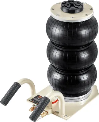 Image de Cric pneumatique, cric pneumatique triple sac de 3 tonnes/6600 lb, cric à air avec six tubes en acier, levage jusqu'à 17,7 pouces/450 mm, cric pneumatique à levage rapide 3-5 s, avec poignées latérales pour voiture, garage, réparation (blanc)
