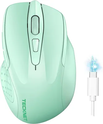 Produktbild von Kabellose Bluetooth Maus (DREI Modi: BT 5.0/3.0 + 2,4 G), 4800 DPI, Ergonomische leise kabellose Maus für Laptops, Mac OS, Android, Windows
