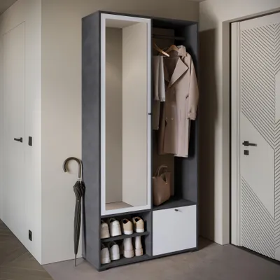 Immagine prodotto di MINIO go for it, set armadio "DAFNI", armadio, 90 cm, con specchio, Matera / colore bianco