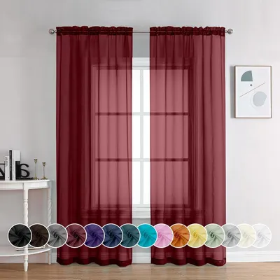 Image de Rideaux transparents - Stores panneaux - Décoration de salon - Semi-translucides - 107 x 213 cm - Blanc