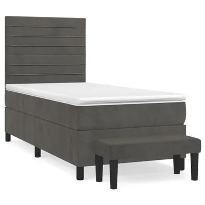 Obrázek produktu pro vidaXL Postel Boxspring s matrací Dark Grey 90x190 cm Velvet