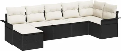 Produktbild von Möbel Gartensofa-set mit Kissen 7er Set,multifunktional& Moderne - Schwarz Poly-Rattan - Gartenmöbelset CLORIS3730695