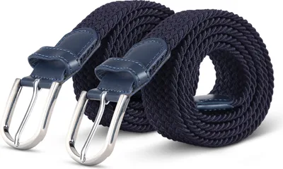 Immagine prodotto di cintura elastica hemmy (confezione da 2) 85cm "blu scuro" cintura intrecciata molte varianti - cintura in tessuto elastico cintura elastica senza fori unisex