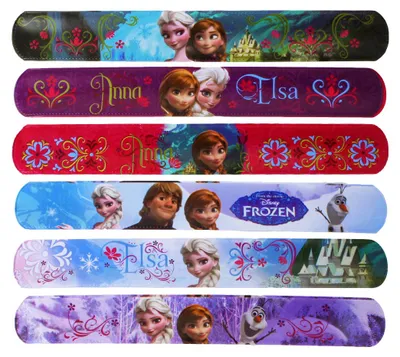 Produktbild von 6 verschiedene FROZEN Slap Snap Bands - Die Eiskönigin - Schnapp-Armband - Motiv: Sisters Forever - Anna & Elsa - Disney