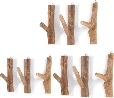 Produktbild von Šatníkové háčiky 9er Set LIMB | Teakholz Wurzel, Šatníkové háčiky,Nástenné háčiky