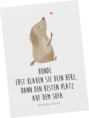 Produktbild von Mr. & Mrs. Panda Postkarte Hund Liebe - Weiß - Geschenk, Ansichtskarten, Ansichtskarte, Herz, Grußkarte, Fotokarte, Hunde, Sprüche, Postkarten