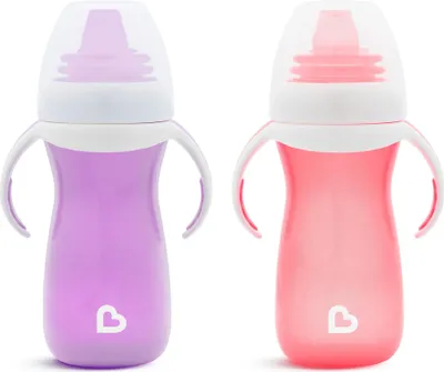 Image de Munchkin Gobelet à paille pour bébés et jeunes enfants avec poignées et couvercle -free lave-vaisselle & anti-fuite - 296 ml set de 2 en violet/rose Rosa Largo