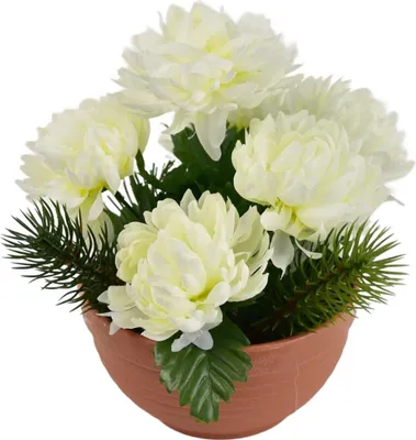 Produktbild von Herbstschale mit cremefarbenen Chrysanthemen 22 x 19 cm
