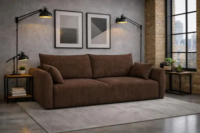 Produktbild von Kaiser Möbel Sofa mit Schlaffunktion und Bettkasten, Cordstoff Poso, Braun, Zephira