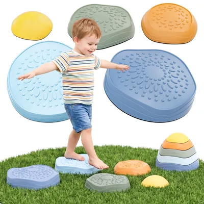 Productafbeelding van Balansstenen voor kinderen, stapelstenen, tuinspeelgoed, balansplanken, blauw