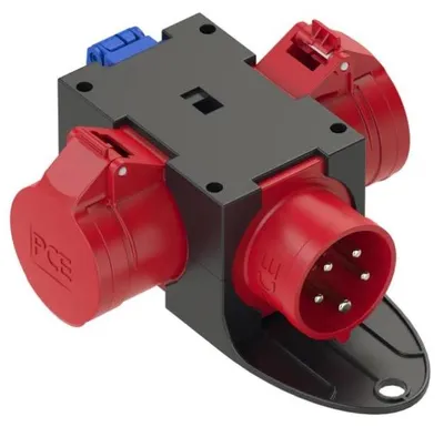 Produktbild von Elso Mobiler CEE-Stromverteiler, 2x16A, 5-polig, 400V, 1 Schutzkontaktsteckdose, IP44, 1 Stk.